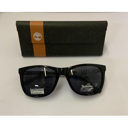 38 - PAIR OF TIMBERLAND SUNGLASSES - TB9255 WITH CASE, SUPERFICIAL CHIP TO ONE ARM