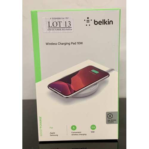 13 - BOXED BELKIN WIRELESS CHARGING PAD 10W - FAST WIRELESS CHARGING