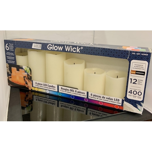 24 - BOXED SET OF 6 GLOW WICK LED CANDLES WITH R/C