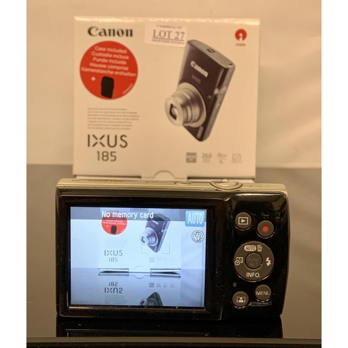 27 - BOXED CANON IXUS 185 20 MEGA PIXEL DIGITAL CAMERA WITH CHARGER (NO CARRY CASE)