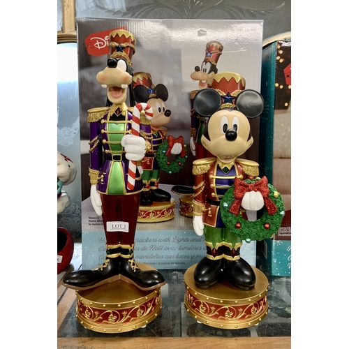 3 - BOXED DISNEY HOLIDAY NUTCRACKERS WITH LIGHTS AND MUSIC