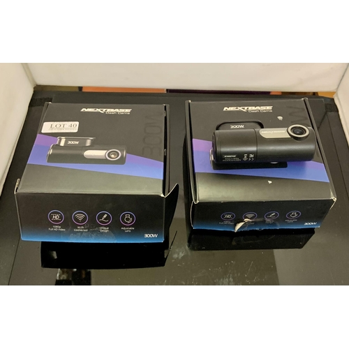 40 - BOXED NEXTBASE 300W DASHCAM WITH SPARES TOGETHER WITH A SANDISK 128GB MICRO SD CARD