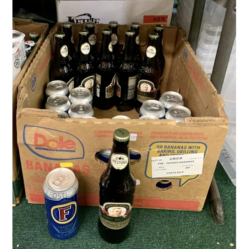 149 - BOX OF MIXED BEERS AND CIDERS INC. FOSTERS AND HENRY WESTON