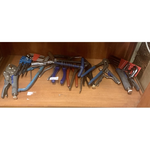 300 - A QTY. OF PLIERS, MOLEGRIPS & OTHER TOOLS