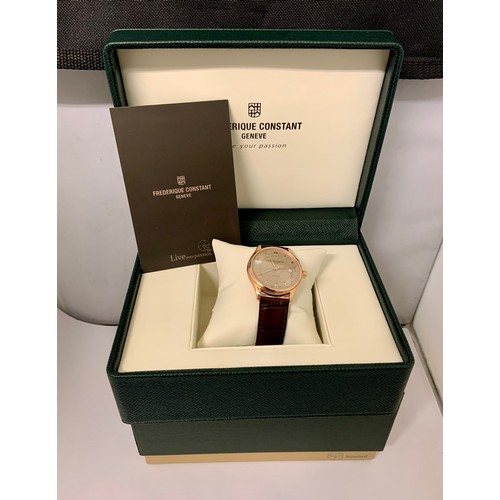 51B - Frederique Constant geneve Gentlemen 40mm Automatic Silver Dial Brown Leather Strap Watch WITH BOX, ... 