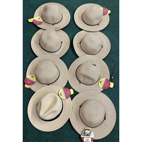 161 - 8 X SOLAR ESCAPE UV SOLANO SUMMER STRAW HATS - WITH BUILT IN SUN PROTECTOR