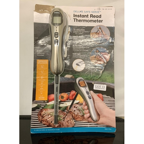 33 - BOXED POLDER INSTANT READ MEAT THERMOMETER - SLIGHTLY DGD PACKAGING