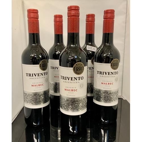 42 - 5 X BOTTLES OF SORRENTO MALBEC 2020 RED WINE - 75CL