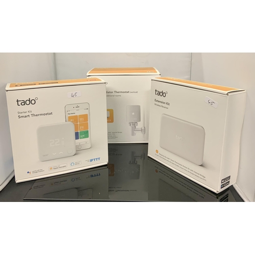 45 - TADO SMART RADIATOR THERMOSTAT TOGETHER WITH A SMART THERMOSTAT AND EXTENSION KIT