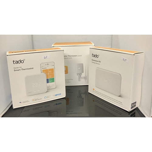 46 - TADO SMART RADIATOR THERMOSTAT TOGETHER WITH A SMART THERMOSTAT AND EXTENSION KIT