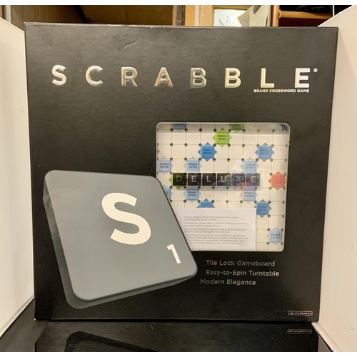 52 - BOXED SCRABBLE DELUXE GAME ON EASY SPIN TURNTABLE