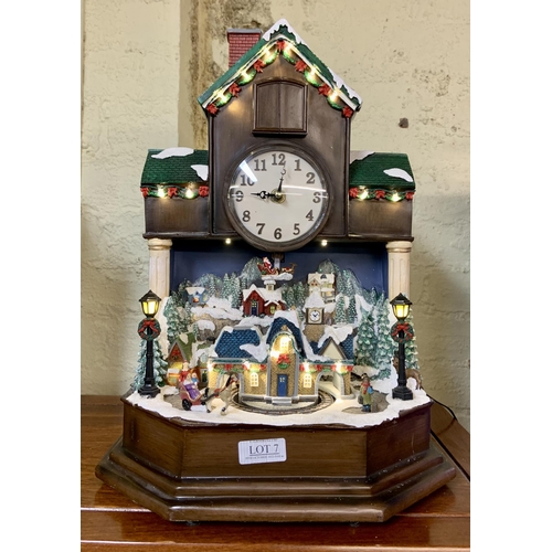 7 - BOXED ANIMATED MUSICAL CUCKOO CLOCK - 8 HOLIDAY TUNES