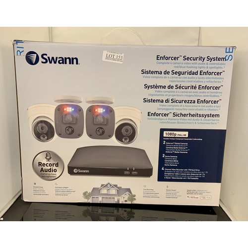 153 - SWANN ENFORCER 4 CAM CCTV SYSTEM - 2 X BULLET CAMERAS/2 X DOME CAMERAS WITH 4 CHANNEL RECORDER 1TB H... 