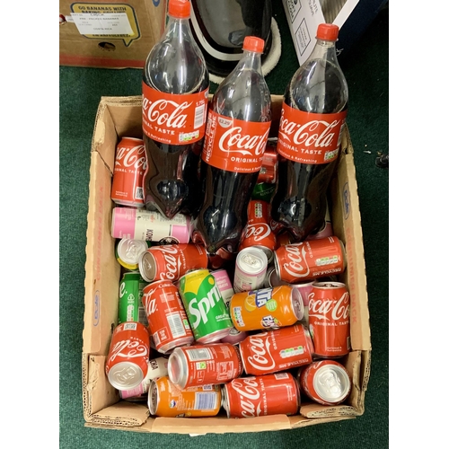 177 - BOX OF MIXED SOFT DRINKS INC COCA COLD 1.75LTR BOTTLES, COCA COLA, FANTA, DR PEPPER 330ML CANS