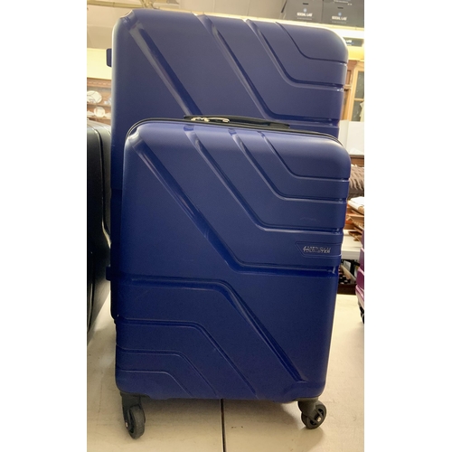 188 - AMERICAN TOURISTER 2 PIECE JETDRIVER HARDSIDE SUITCASE SET - LARGE AND CABIN - ROYAL BLUE