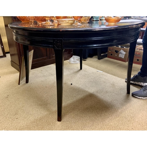 245 - LARGE CIRCULAR DINING TABLE WITH ETCHED MOTIFS TO SIDES