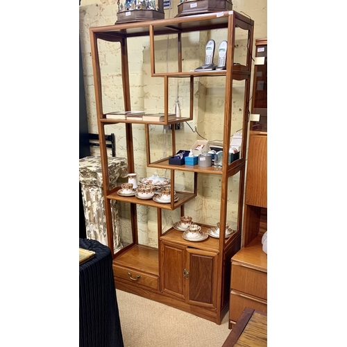 259 - JOHNS FINE STYLE GRADUATED WALL UNIT WITH CUPBOARD/DRAWER BASE - 180CM HIGH X 90CM WIDE