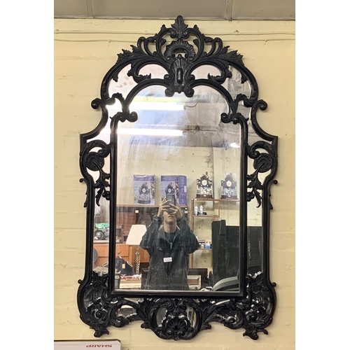 369 - LARGE BLACK ROCOCCO FRAMED MIRROR