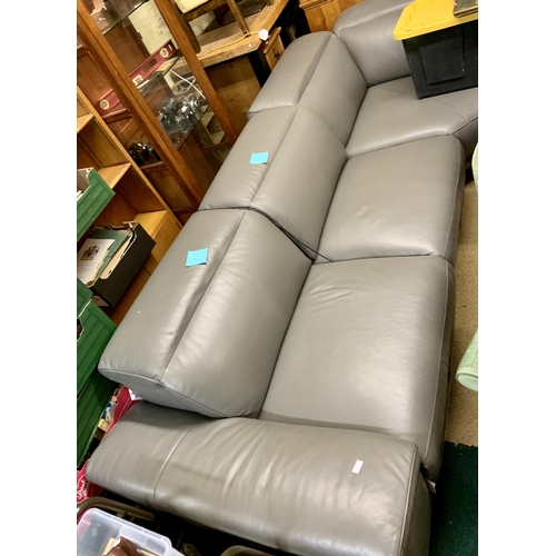 166 - Gilman Creek Rachel Grey Leather Power Reclining Sectional Sofa - ONLY ONE POWER RECLINER WORKING - ... 