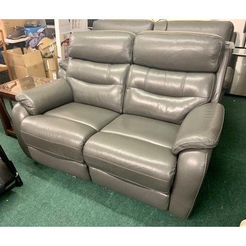 169 - GREY LEATHER 2 SEAT POWER RECLINING SOFA WITH USB CHARGERS AND POWER HEADRESTS - TO MATCH ABOVE - ON... 