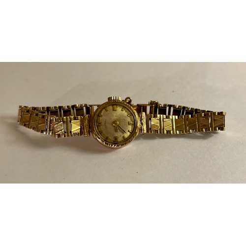 311 - 9CT YELLOW GOLD LADIES ROTARY MECHANICAL COCKTAIL WIRSTWATCH C.1969 APPROX 13.98G