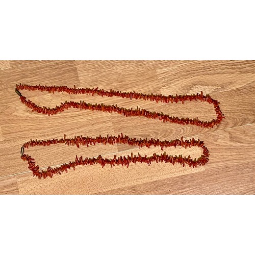 316 - 2X BRANCH CORAL NECKLACES WITH SCREW BARREL CLASP