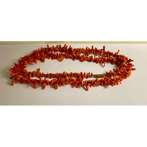 316 - 2X BRANCH CORAL NECKLACES WITH SCREW BARREL CLASP