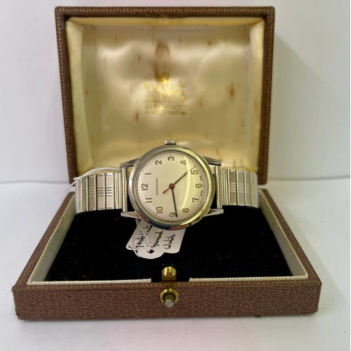 317 - A GENTS GARRARD MECHANICAL WRISTWATCH ON FIXO-FLEX EXPANDING BRACELET WITH ORIGINAL BOX & BRACELET I... 