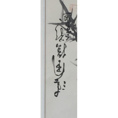 344 - A MID-20TH CENTURY CHINESE SCROLL PAINTING OF BAMBOO THE PAINTING APPROX 94CM X 31CM