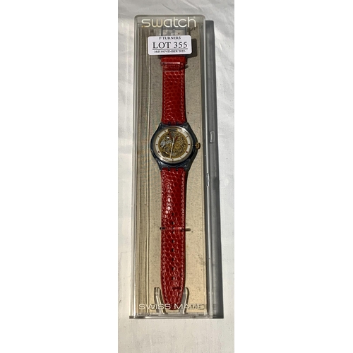 355 - 1994 SWATCH SAN103 ABENDROT AUTOMATIC WRIST WATCH IN ORIGINAL CASE - UNWORN