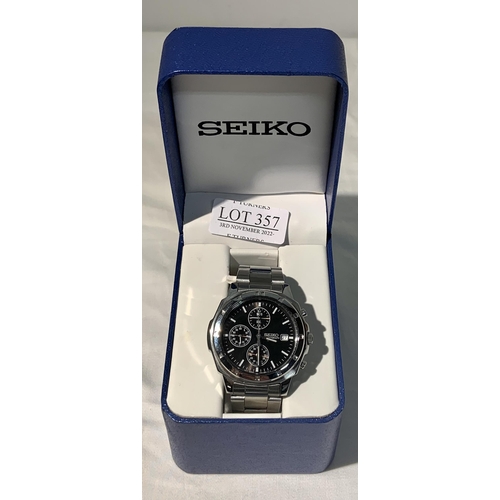 357 - SEIKO CHRONOGRAPH - SNA191PI QUARTZ WRIST WATCH IN ORIGINAL BOX - UNWORN