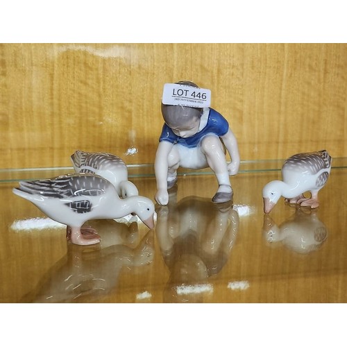 446 - BING & GRONDAHL COPENHAGEN - BOY FEEDING GEESE - 
BING & GRONDAHL BOY FIGURE 'DICKIE' NO 1636 12CM H... 