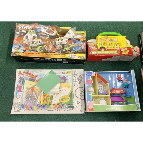 95 - MIXED TOY LOT - INC. MACHINE MAKER PLAY SET, COCOMELON LEARNING BUS, A PEPPA PIG PLAYHOUSE SET AND A... 