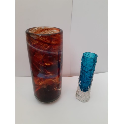 216 - Early Mdina glass vase and another Whitefriars – bark vase. (2) Mdina vase 20” inches (height), the ... 