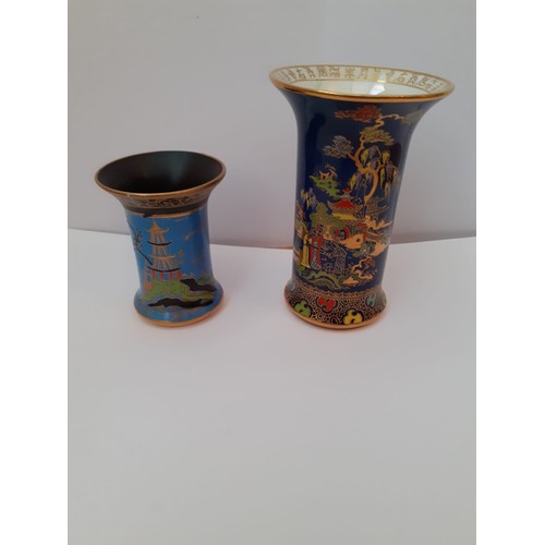 217 - Two mid-20c Carlton Ware ceramic spill vases, hand painted, large vase 11cm (height), smaller vase 7... 