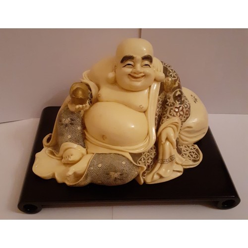 234 - Vintage large resin Budda on a base 29cm in length