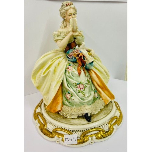 242 - PRINCIPE CAPODIMONTE PORCELAIN FIGURE - LADY & DOVES