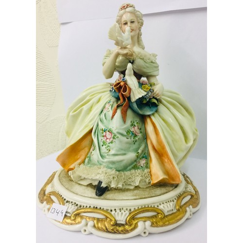 242 - PRINCIPE CAPODIMONTE PORCELAIN FIGURE - LADY & DOVES