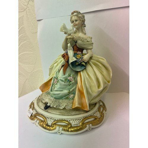 242 - PRINCIPE CAPODIMONTE PORCELAIN FIGURE - LADY & DOVES