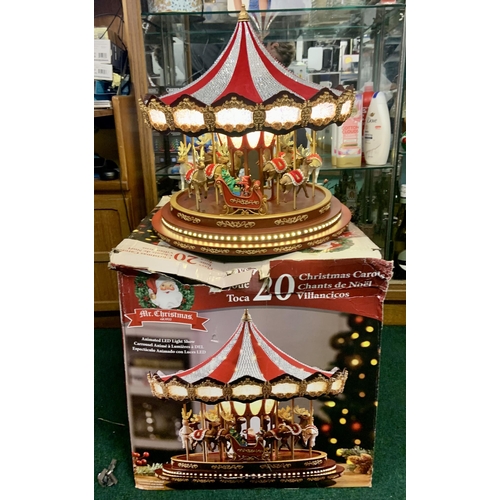 1 - BOXED MR CHRISTMAS GRAND DULUXE CAROUSEL ANIMATED LED LIGHT SHOW AND 20 CHRISTMAS CAROLS