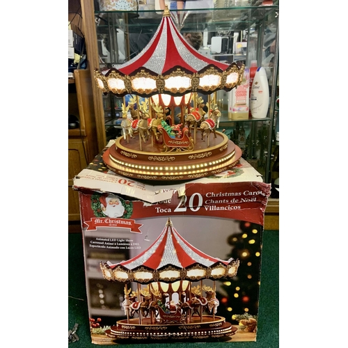 2 - BOXED MR CHRISTMAS GRAND DULUXE CAROUSEL ANIMATED LED LIGHT SHOW AND 20 CHRISTMAS CAROLS