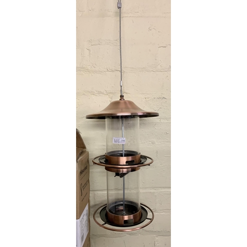 198 - BRASS EFFECT TWO TIER BIRD FEEDER