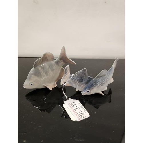 306 - ROYAL COPENHAGEN 2 FISH FIGURES - AMERICAN PERCH 2553 FRANCIS VALDEMAR PLATEN-HALLERMUNDT 6HX8L CMS ... 