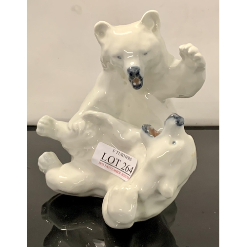 264 - ROYAL COPENHAGEN 1107 - FIGHTING POLAR BEARS - KNUD KHYN - 13L X 13H CMS