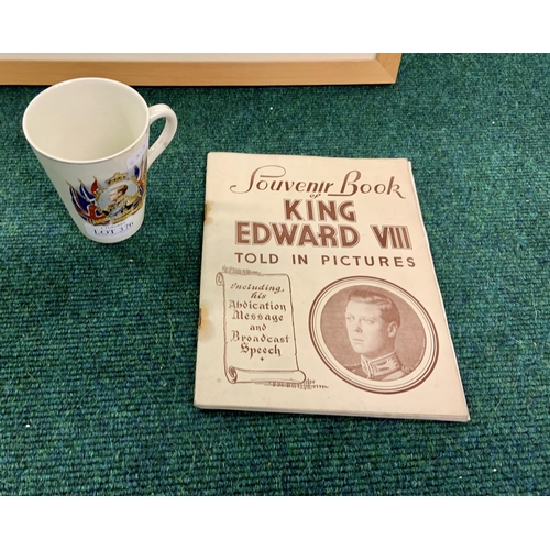 376 - AN EDWARD VIII CORONATION MUG TOGETHER WITH A SOUVENIR BOOK OF KING EDWARD VIII TOLD IN PICTURES