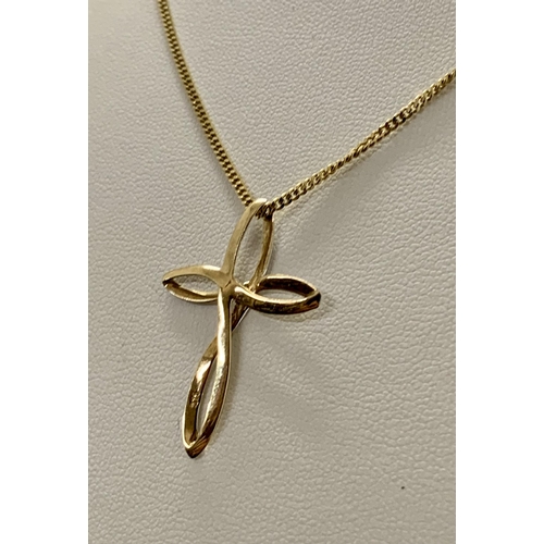 469 - 9CT GOLD TWO-TONE CROSS ON AN 18