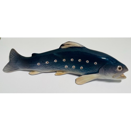 254 - BING & GRONDAHL TROUT FIGURINE 1803 - DAHL JENSEN 22L CMS