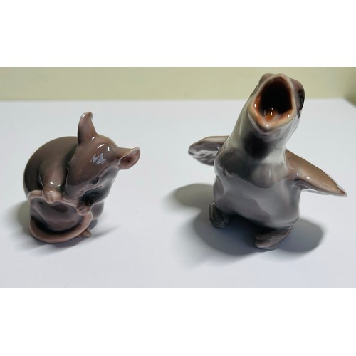 310 - BING & GRONDAHL YOIUNG SPARROW FIGURE 1852 KNUD KYHN 7H CMS, & LITTLE GREY MOUSE BITING TAIL 1801 - ... 