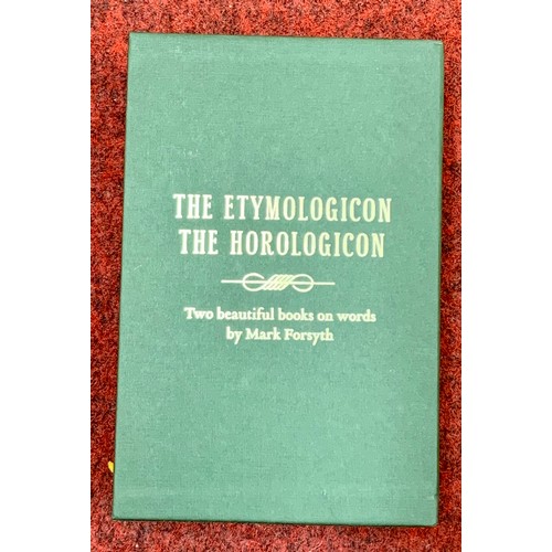 493 - BOXED H.B BOXED BOOK SET BY MARK FORSYTH THE ETYMOLOGICON THE HOROLOGICON BY ICON PRESS 1ST ED.