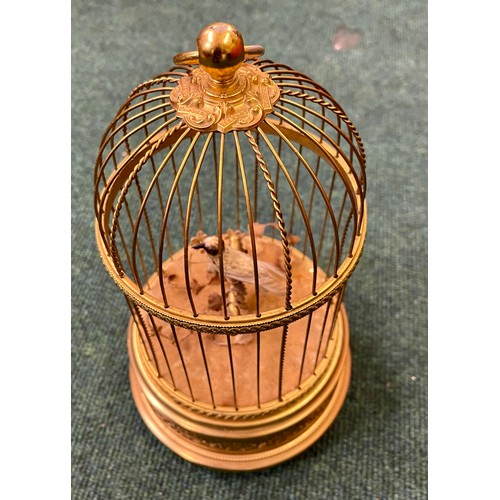 377 - A MID TO LATE TWENTIETH CENTURY CAGED BIRD AUTOMATON, THE SWISS MOVEMENT BY REUGE MUSIC approx 28cm ... 